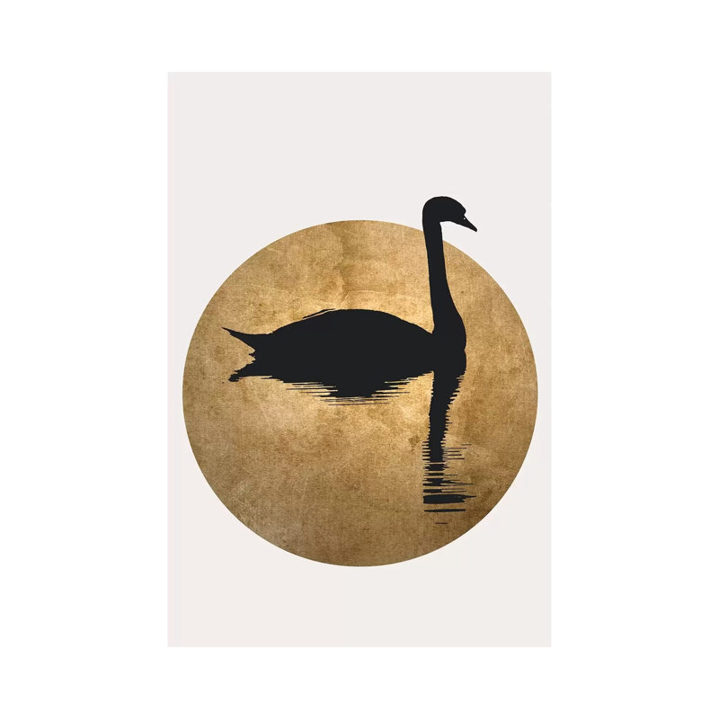The Swan - Gold by Kubistika - Wrapped Canvas Print, 30.48 cm H x 45.72 cm W