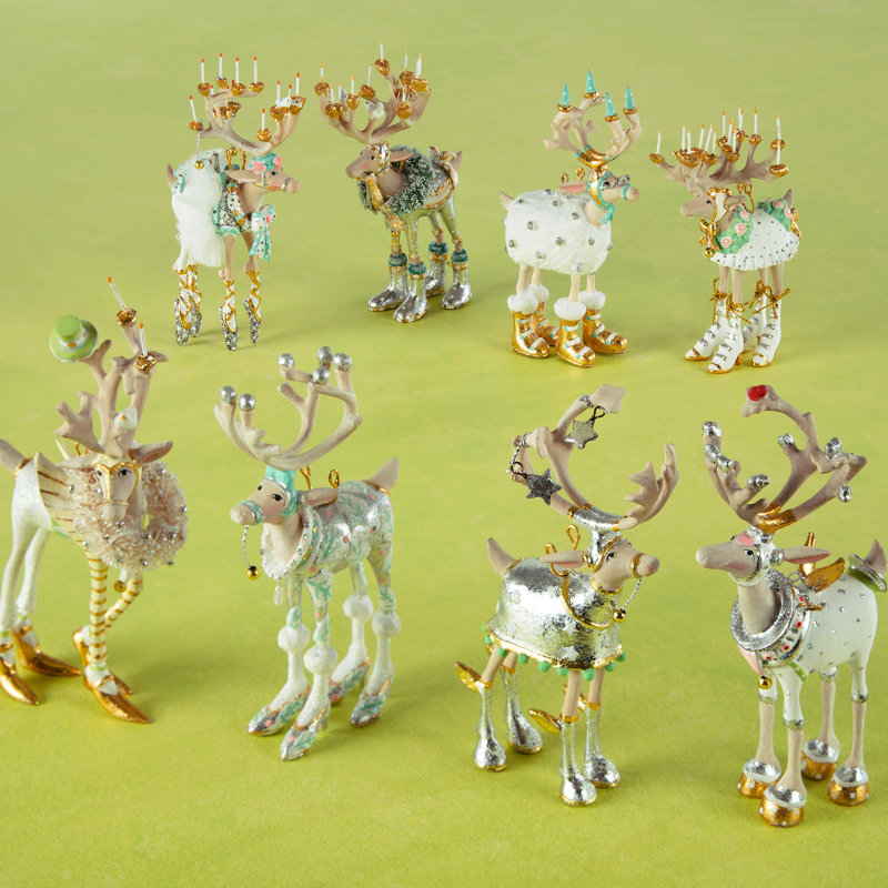 Patience Brewster 8 Piece Moonbeam Reindeer Mini Ornaments Set