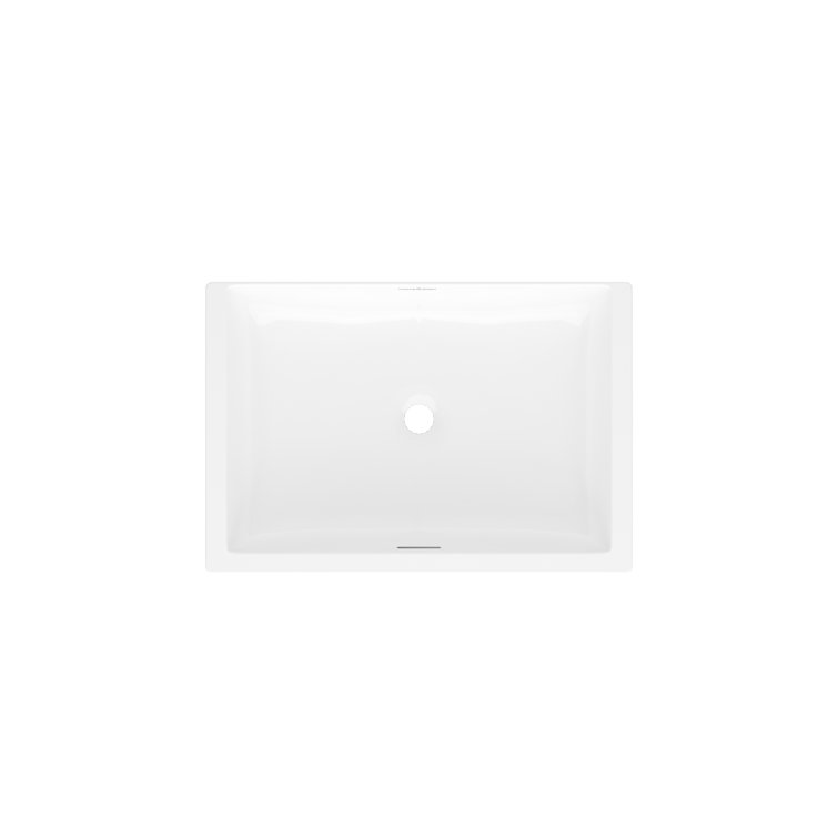 Kaldera White Rectangular Undermount Bathroom Sink and Overflow
