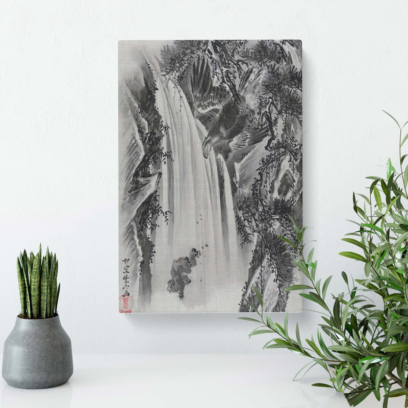 Eagle & Monkey By A Waterfall by Katsushika Hokusai - Wrapped Canvas Painting, 76cm H x 50cm W x 3cm D