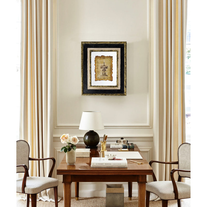 18x22" Framed Antiqued Print Artwork Decor. Vintage Wood Frame Appeal Glass Art. Wall Decor, 0.81" H x 18.44" W x 21.93" D