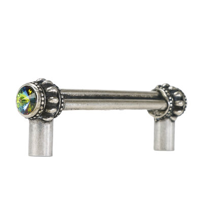 Cache double 3 inches center to center pull decorated with 2 vitrail medium Swarovski Crystals in Chalice