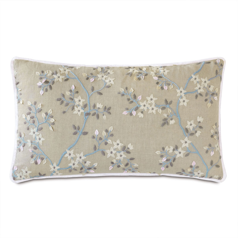 Amberlynn Linen Lumbar Pillow Cover & Insert, Brown/Beige, 13"H x 22"W