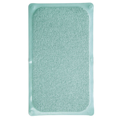 Turquoise Blue Loofah Shower Tub Mat With Non-slip Suction Cups - 29" X 17"