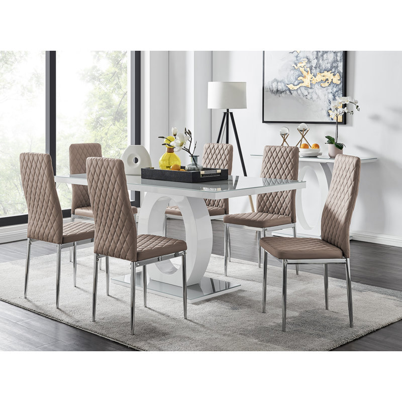 Scottsmoor Modern 7-Piece Dining Table Set, Cappuccino, Gray