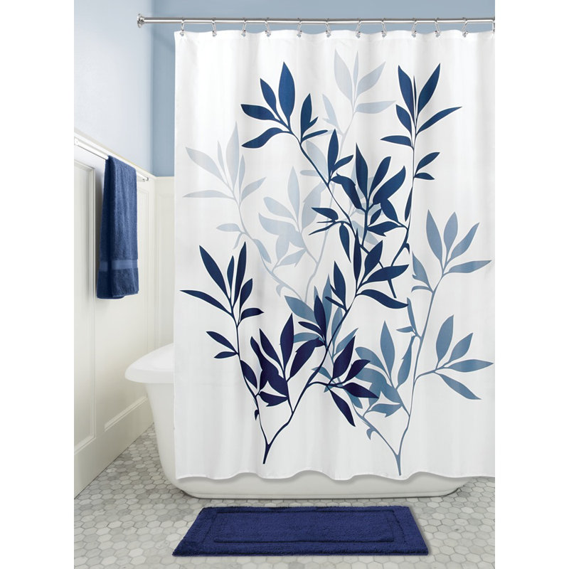 Leaves Shower Curtain, Navy/Slate Blue