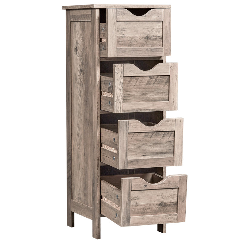 Meuble de salle de bain gris délavé de 32 po de hauteur avec 4 tiroirs, Gris