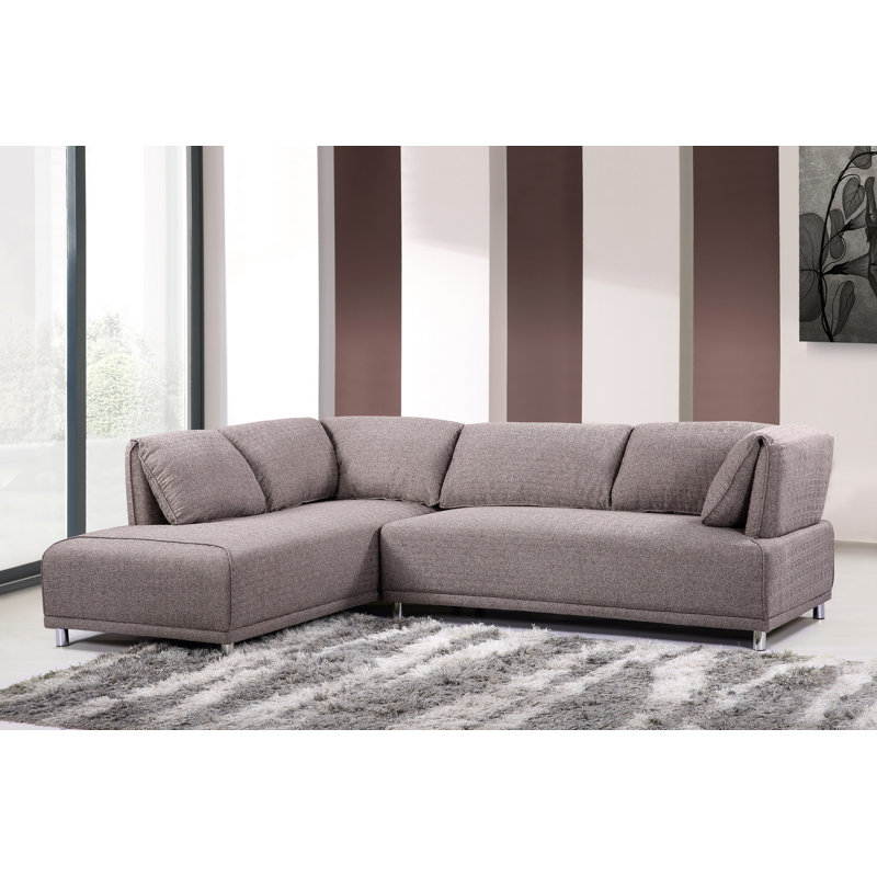 Nita Upholstered L-Shaped Sectional, Light Brown Polyester Blend, Left Hand Facing 