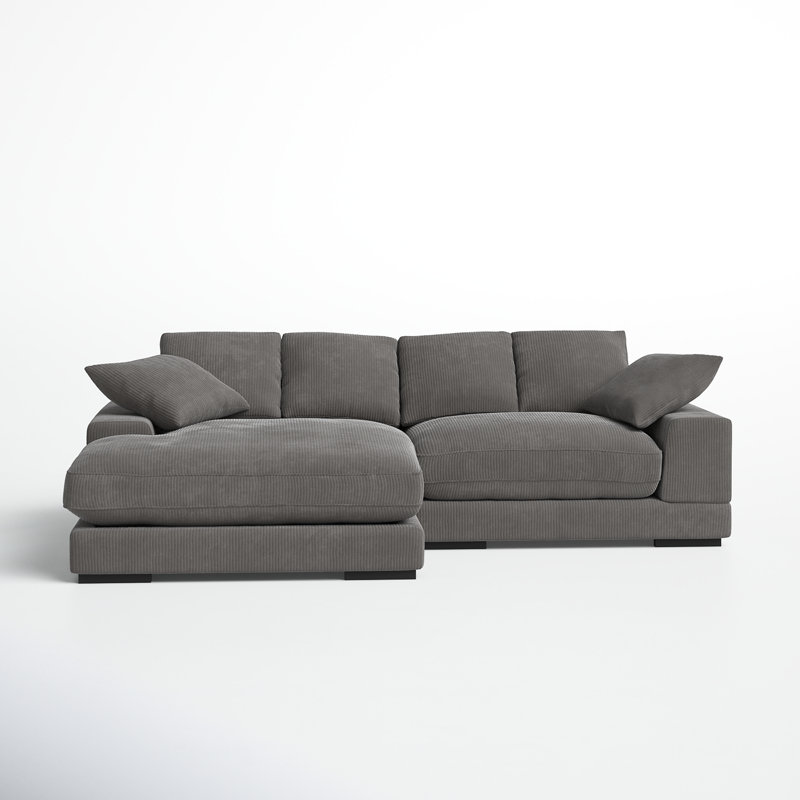 Lonsdale Chaise Sectional, Gray Corduroy