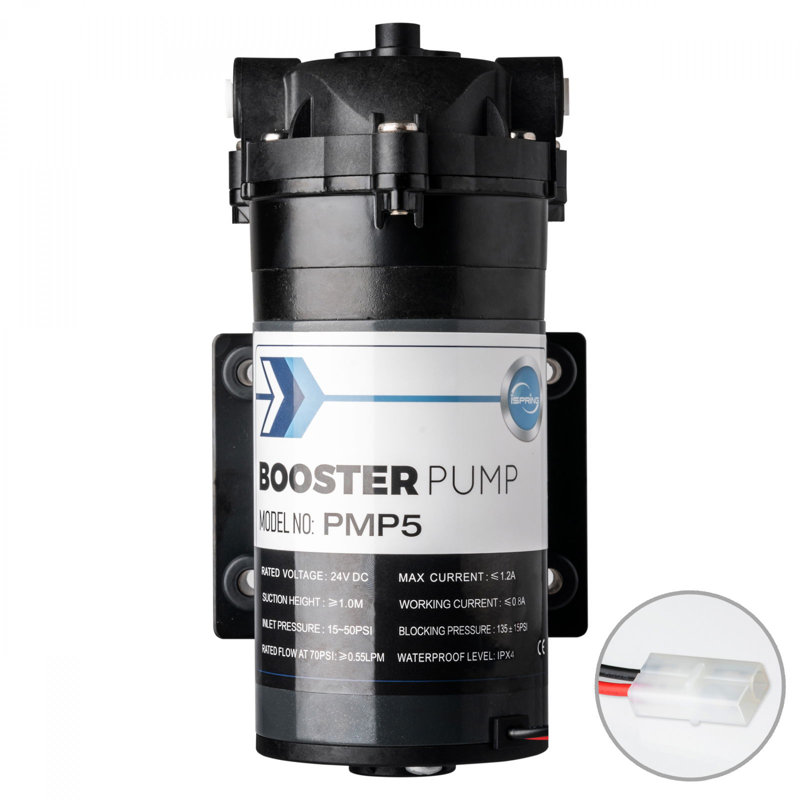 Pompe d'appoint iSpring PMP5 pour système de filtration d'eau par osmose inversée 75 GPD, 100 GPD, noir
