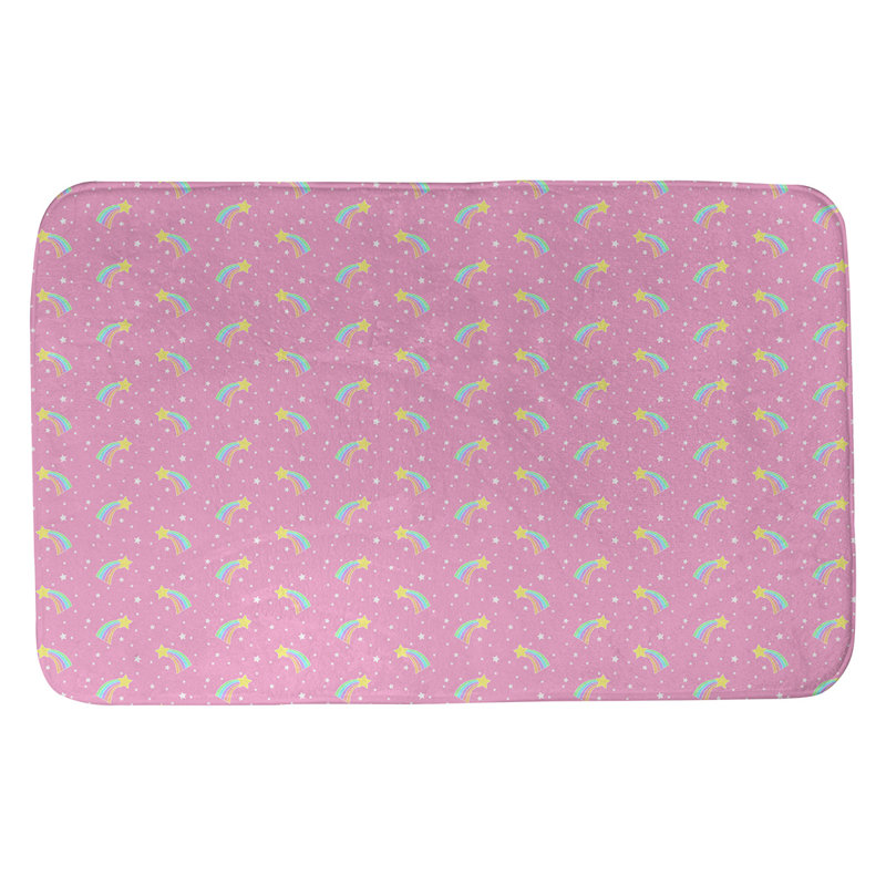 Tapis pour salle de bain étoile filante Avicia, l 17 po x L 24 po, Rose