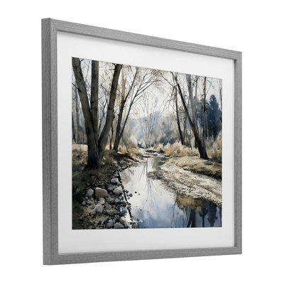 Serene Reflections at Autumn Creek Framed Print Under Glass, design by Franklyn Gregory