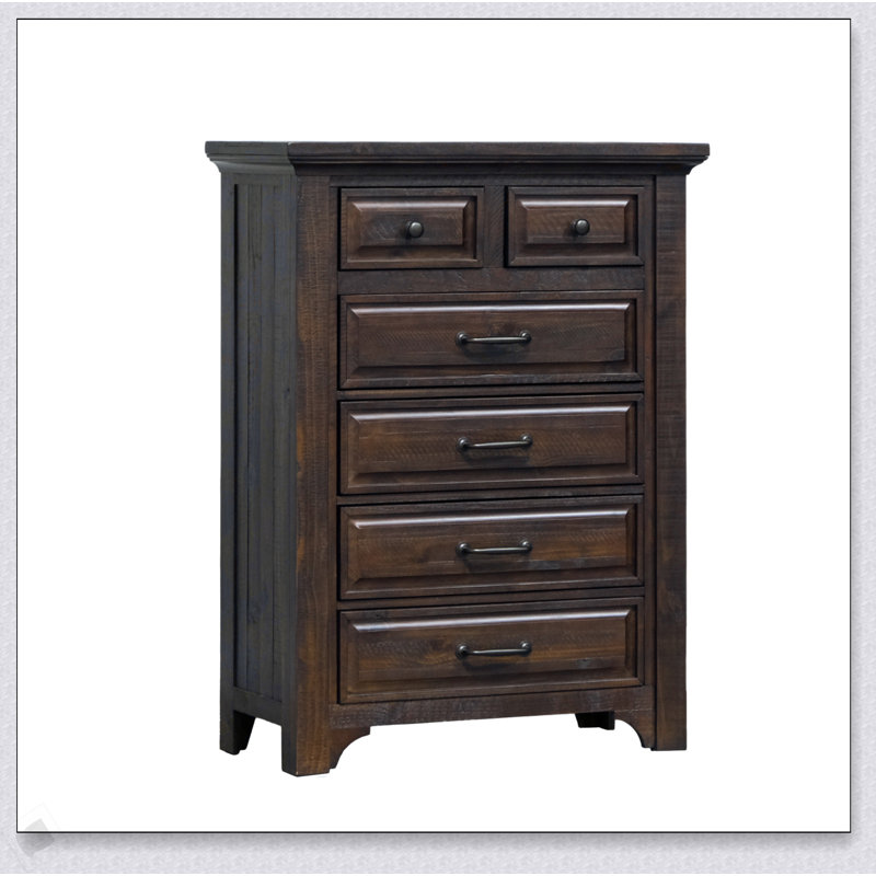 Commode spacieuse à 6 tiroirs en terre d'ombre brûlée, alliant élégance traditionnelle et commodité moderne et assemblage facile