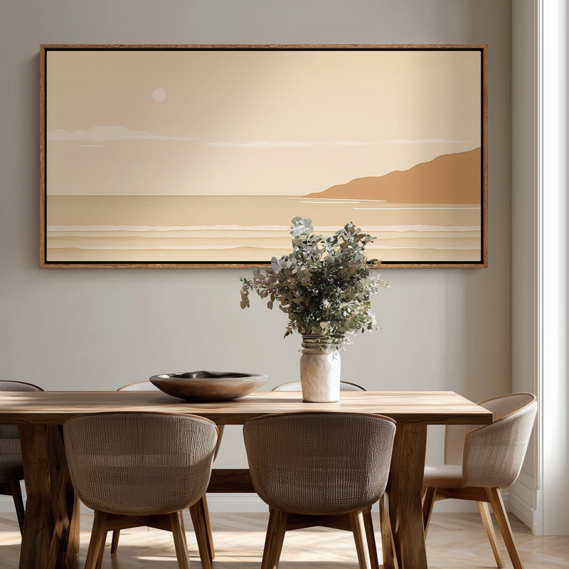 Très grand art mural rétro encadré pour art classique, H 30 po x l 60 po, Naturel