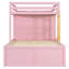 Lit superposé double avec 2 grands et 5 petits tiroirs, petite armoire, lit superposé moderne avec rangement, panneau de fibres à densité moyenne et bois massif, rose Sakura-10477479