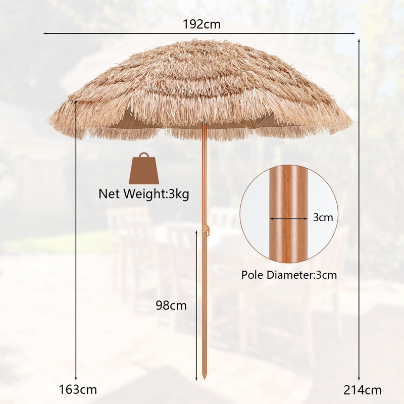 Breiah 192cm Tilt Beach Parasol