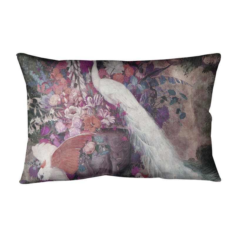 Coussin peacock, Rose, Bourre en polyester, 20 po x 14 po