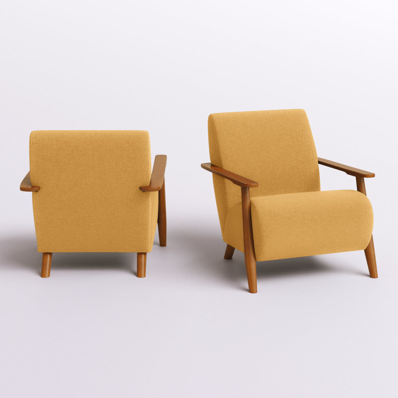 Upholstered Armchair, Yellow Linen