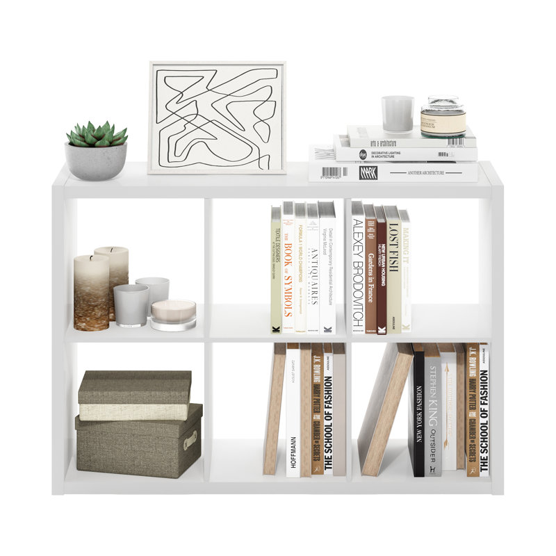 Arlton 6-Cube Bookcase, White,  (6 Shevles) 30''H x 43.8''W x 14.57"D