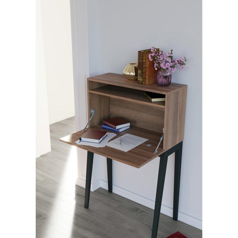 Wilcox Writing Desk, Walnut/Black