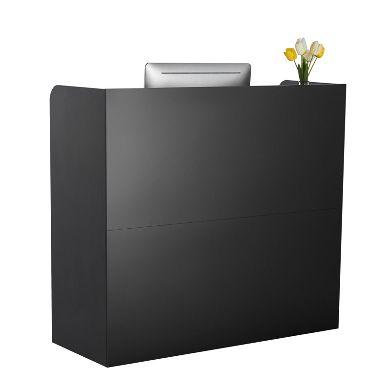 Reception Desk Rectangular Front Counter Table 47.24 in Black Office Table