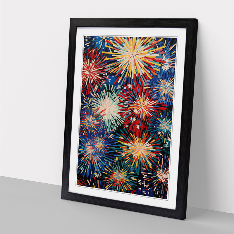 Fireworks Orphism 1 Piece Single Picture Frame Wall Art, 64cm H x 46cm W x 2cm D, Black
