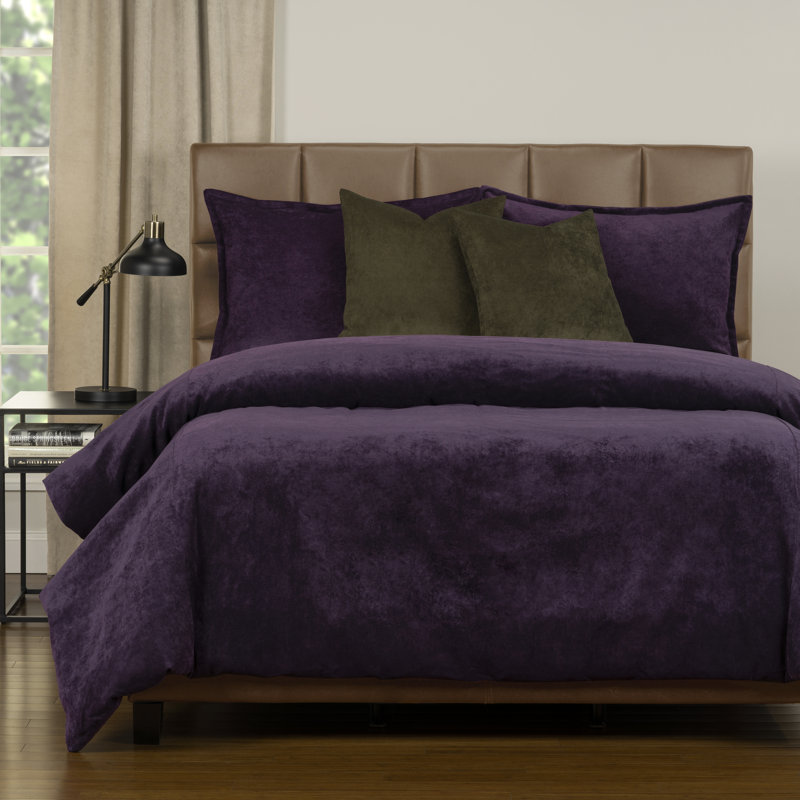 Polyester Channel Duvet Cover & Insert, Cal. King Duvet Cover + 2 Sham, Aubergine
