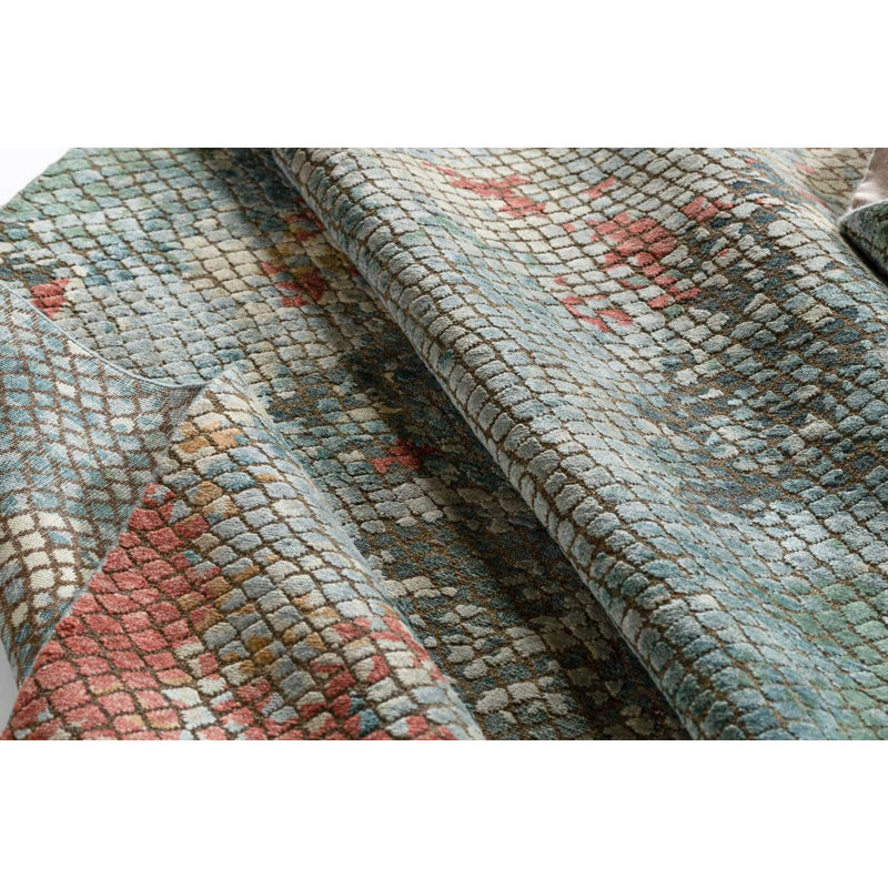 Foundry Abstract Area Rug in Blue/Green, Rectangle 8' x 10'