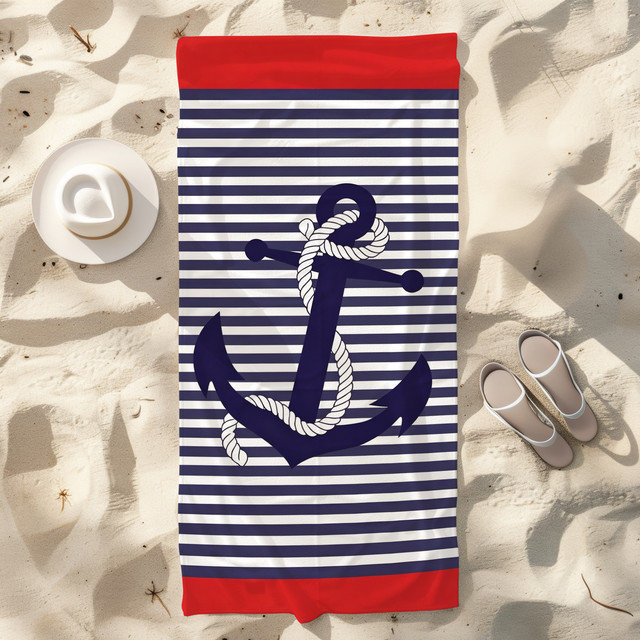  Serviette de plage légère en microfibre, absorbante sans décoloration, 30 po x 60 po, bande d'ancrage nautique