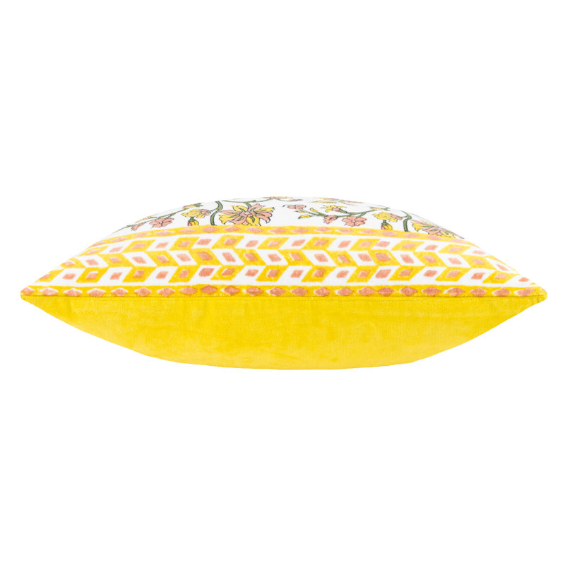 Mentera Floral Square Cushion, Yellow/Peach Crush