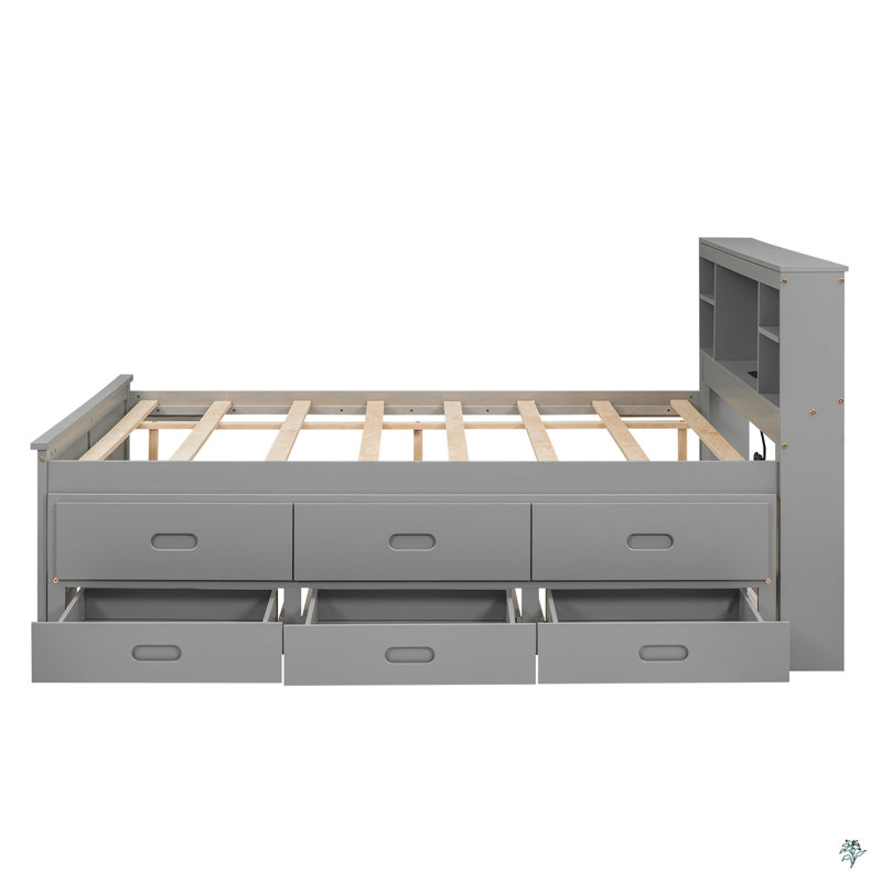 Idelson Auserine Platform Storage Bed, Gray, Full