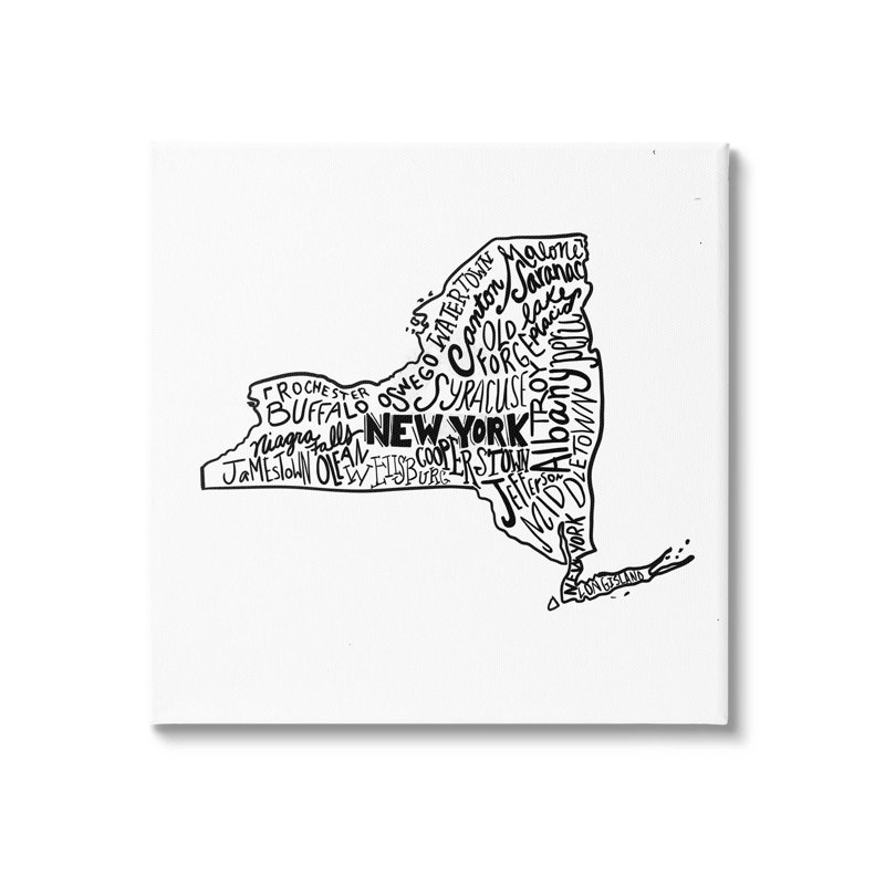 État de New York - Impression sur toile tendue, H 17 po x l 17 po x P 1,5 po