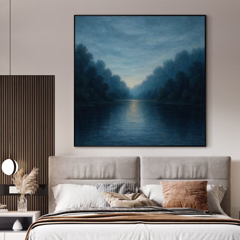 Très grand art mural imprimé sur tissu - Paysage abstrait neutre moderne pour la décoration d'œuvres d'art pour le salon ou la chambre à coucher - «Assemblage requis du cadre (cadre non fini)»