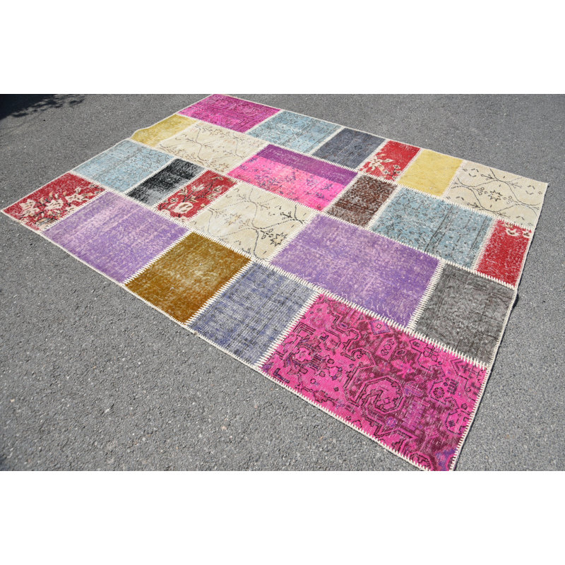 Grand tapis 5,6 x 7,6 pi, tapis rétro, tapis bohème, tapis anatolien, tapis de cuisine roses, tapis turc