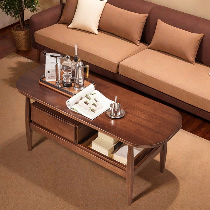 Table basse en osier de style rétro, H 17,71 po x L 47,24 po x l 21,65 po