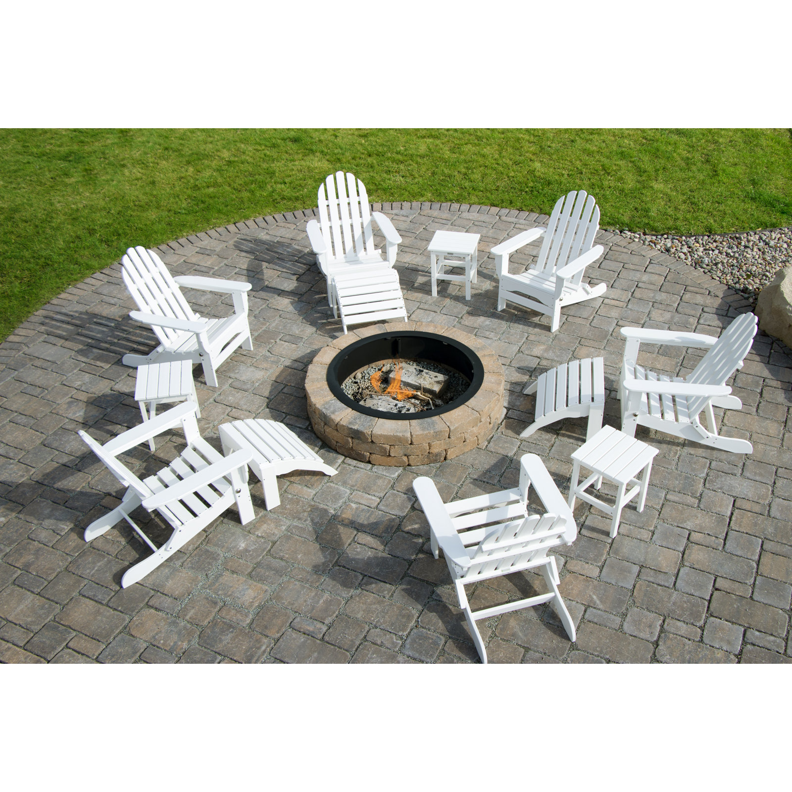 Leighton Foldable Outdoor Adirondack Set, White