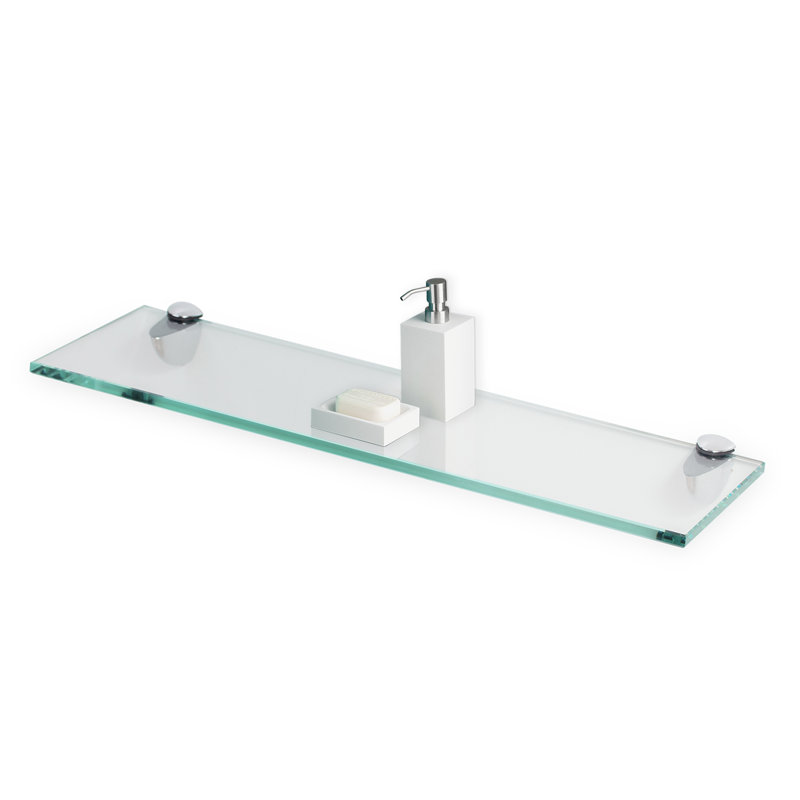Ayimna Glass Floating Shelf with Adjustable Shelves, 0.37" H x 36" W x 4.75" D