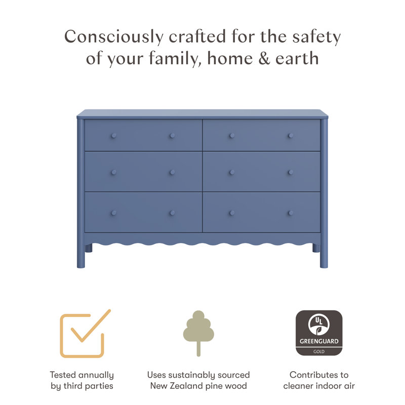 Swell 6-Drawer Assembled Dresser, Blue