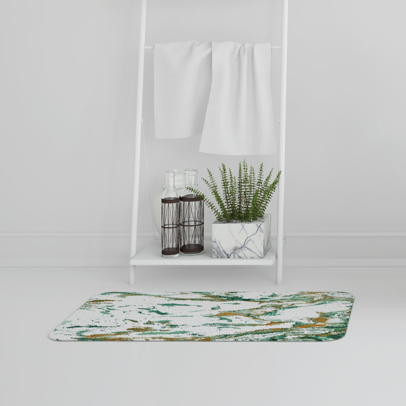 Heine Non-Slip Backing Bath Rug, Emerald Gold Marble