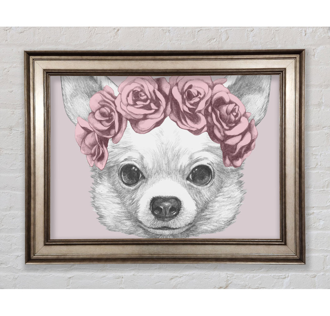 Blumenkopf Chihuahua - Einzelner Bilderrahmen Kunstdrucke