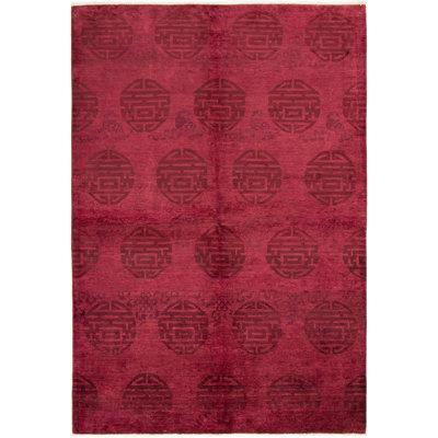 Tapis de bois one-of-kind à la main-noué la 2010 jaipur rouge foncé 6 pi x 8 pi Roughton