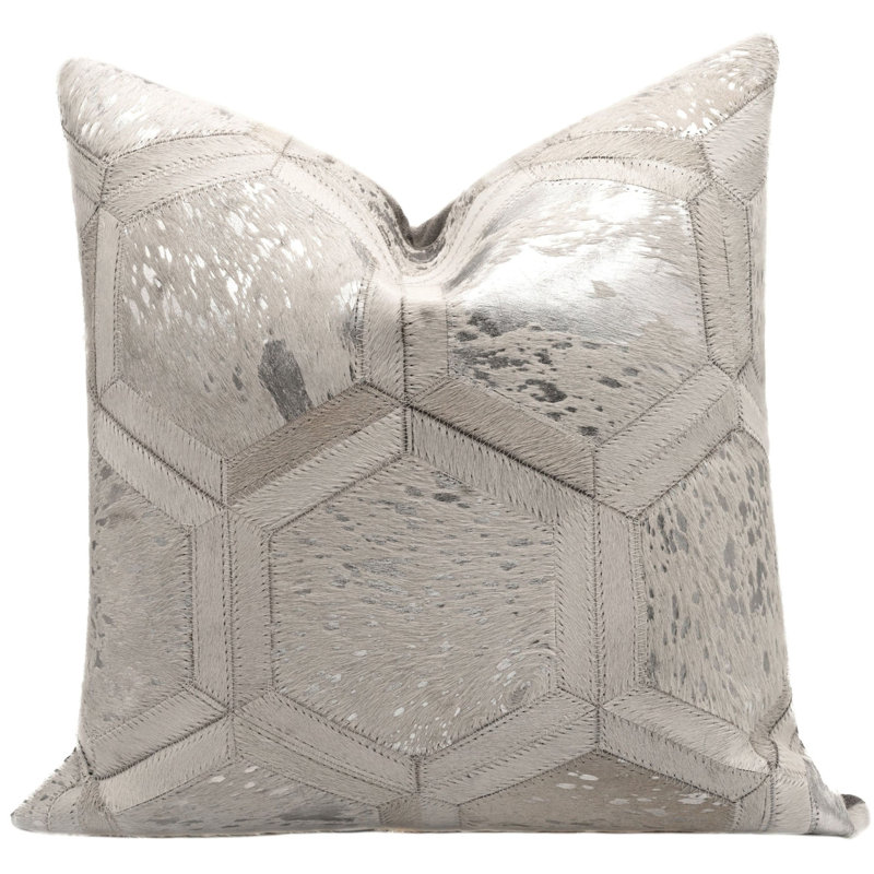 Coussins décoratifs en cuir de vache Canvello, H 18 po x l 18 po, Carré