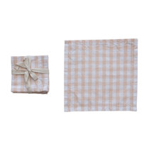 Set 6 Grid Linen Cloth Napkins, Check Wedding Napkins, Dinner