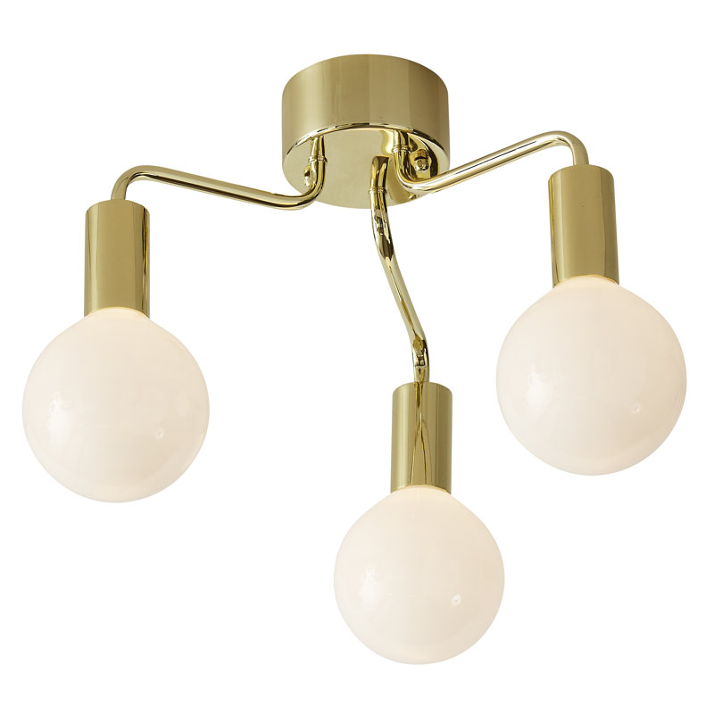 Amethy Glass Semi Flush Mount, Brass