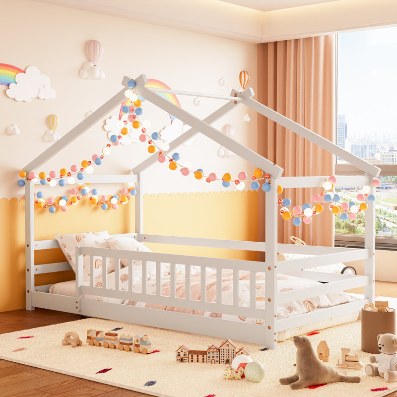 Lit simple, lit Montessori pour enfants, lits Montessori en bois, Blanc