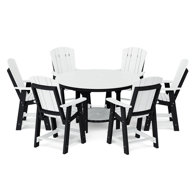 Heritage 7-Piece 60" Pub Counter Set, White/Black