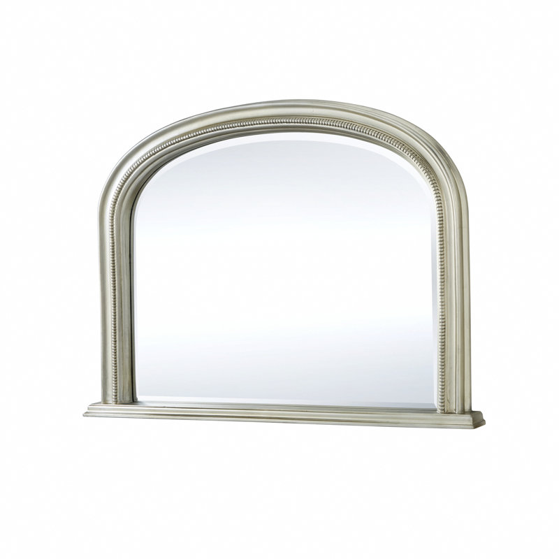 Burcham Arched Overmantle Wall Mounted Accent Mirror, Silver