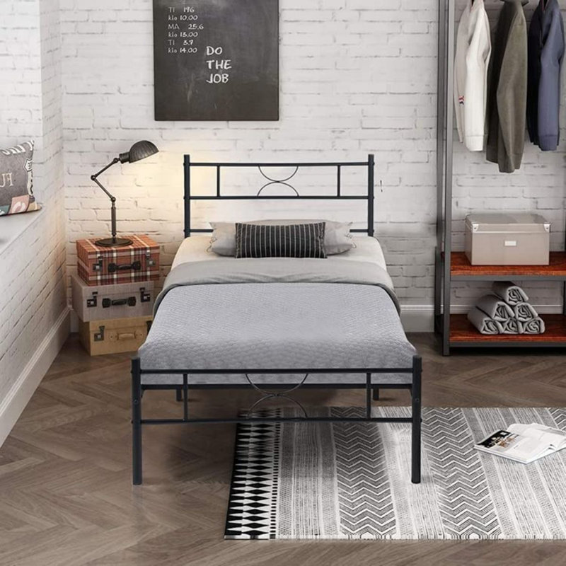 Clementi Metal Slat Bed, Twin, Black