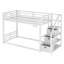 Lit superposé simple au-dessus de simple avec escalier de rangement, structure de lit superposé en métal avec lumière DEL et station de charge-129703911