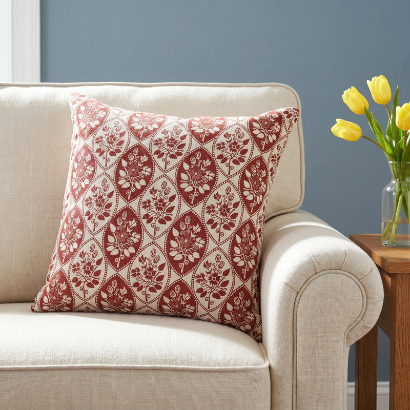 Recyclyed Cotton Canvas Throw Pillow, Polyester, Rust/Natural